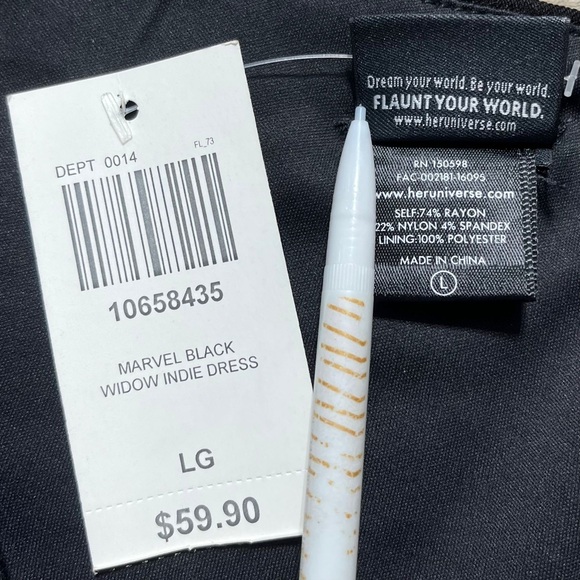 Marvel Her Universe Juniors Avengers Black Widow Indie Dress Size Large Black - Picture 10 of 13